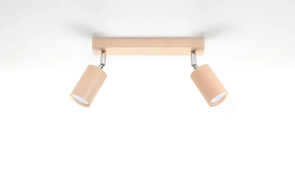 Sollux Wohnlicher Deckenstrahler Wohnzimmer Holz L:36cm 2x< Wohnzimmerlampen|Holzlampen