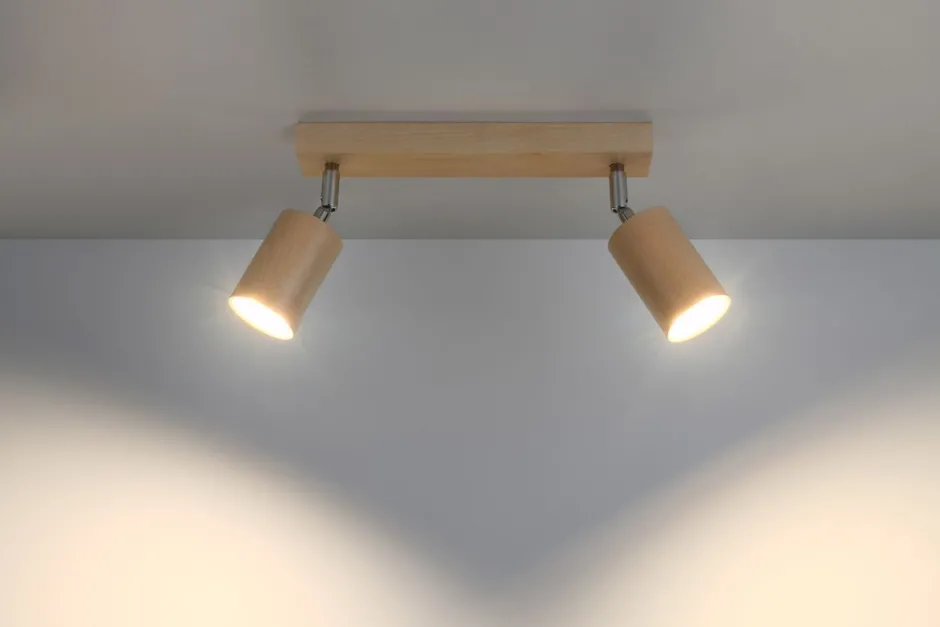 Sollux Wohnlicher Deckenstrahler Wohnzimmer Holz L:36cm 2x< Wohnzimmerlampen|Holzlampen