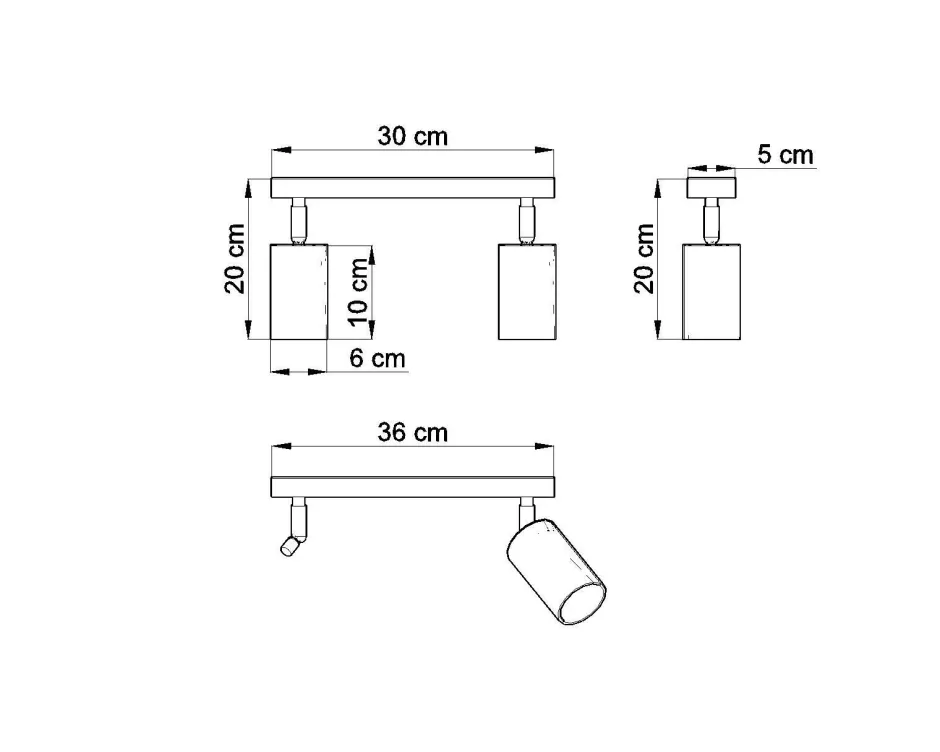 Sollux Wohnlicher Deckenstrahler Wohnzimmer Holz L:36cm 2x< Wohnzimmerlampen|Holzlampen