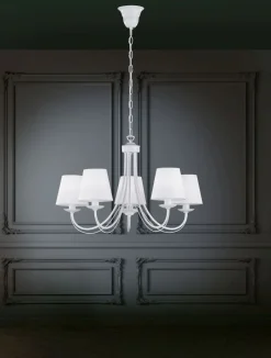 Trio Reality Wohnlicher Kronleuchter Stoff Metall Stoff E14 5-flmg< Hängelampen|Bürolampen