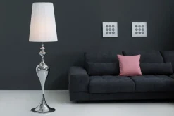 Designerlampen|Stehlampen*Invicta Interior Wohnzimmer Stehlampe LUCIE Silber Weiß 160cm elegant
