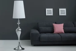 Designerlampen|Stehlampen*Invicta Interior Wohnzimmer Stehlampe LUCIE Silber Weiß 160cm elegant