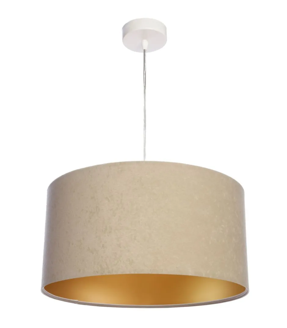 BPS Koncept Wohnzimmerlampe Esstischleuchte Beige Gold Stoff< Hängelampen|Esszimmer Lampen