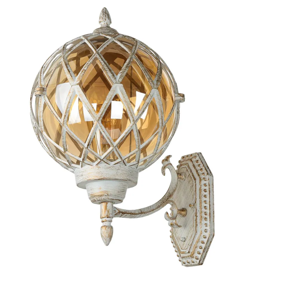 Easylight XL Außenleuchte Weiß Gold IP44 Vintage Kugel Schirm< Vintage Lampen|Rustikale Lampen