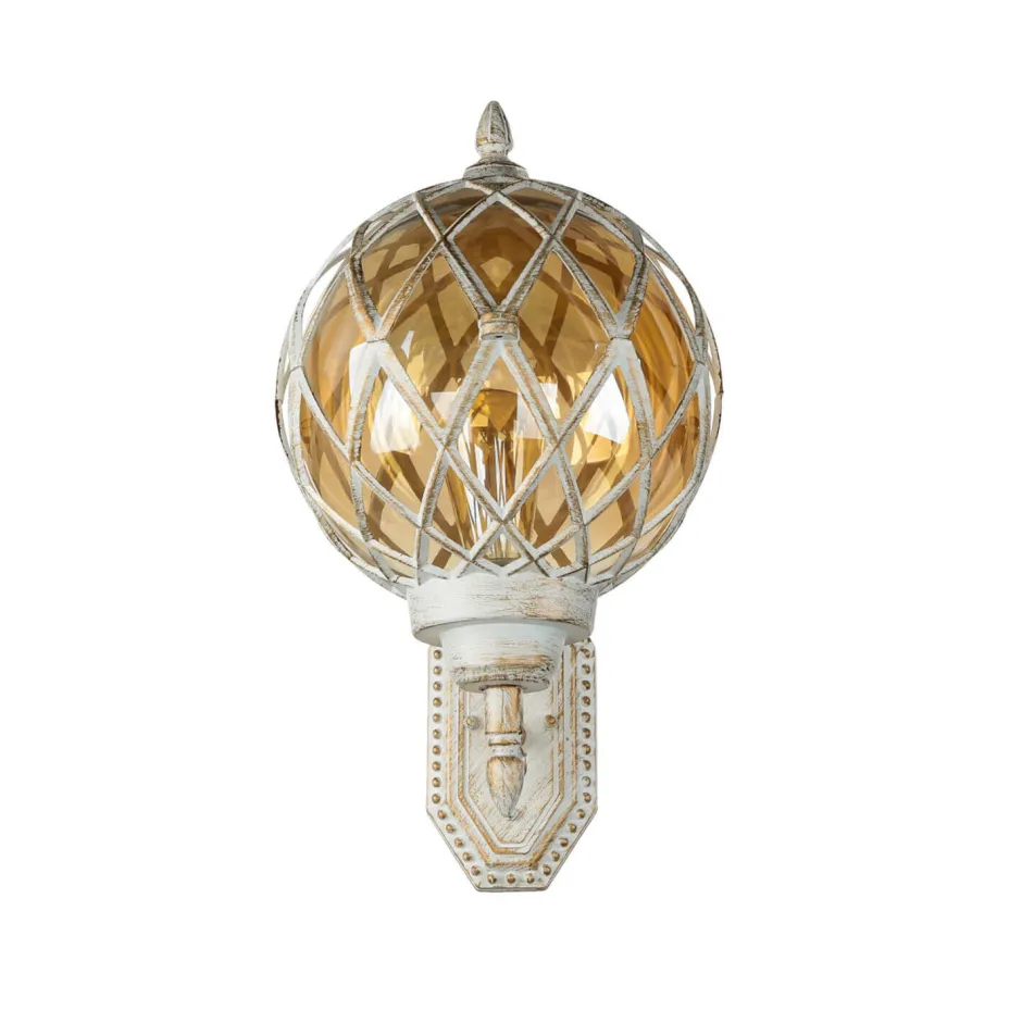 Easylight XL Außenleuchte Weiß Gold IP44 Vintage Kugel Schirm< Vintage Lampen|Rustikale Lampen