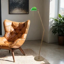 Giovanni Battista XXL Bankerlampe Messing Glas Wohnzimmer MINISTERO< Glaslampen|Metall Lampen