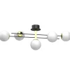 Glaslampen|Metall Lampen*Luminex XXL Deckenleuchte Glaskugeln Schwarz Weiß Gold L:112 cm