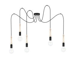 Hängelampen|Bürolampen*Belis XXL Hängelampe Spider Schwarz L:400 cm E27 5-flammig