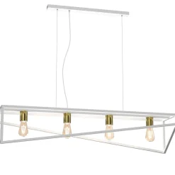 Hängelampen|Bürolampen*Luminex XXL Hängelampe Weiß Gold E27 100 cm lang Industrial