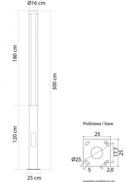 Wegeleuchten|Led Außenleuchten*SU-MA XXL LED Pollerleuchte Aluminium IP65 44 W 4000 K 300 cm