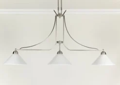 Hängelampen|Bürolampen*Berliner Messingleuchten XXL Pendelleuchte Messing Glas E27 136 cm Nickel Weiß