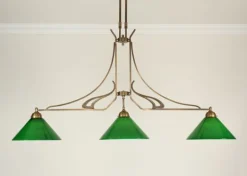 Hängelampen|Bürolampen*Berliner Messingleuchten XXL Pendelleuchte Messing Glas Grün E27 136 cm stilvoll