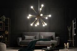 Invicta Interior XXL Pendelleuchte Metall L:87 cm E27 14-flammig in Gold< Hängelampen|Bürolampen