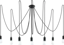 Hängelampen|Esszimmer Lampen*Sollux XXL Pendelleuchte Schwarz verstellbar bis 3 m E27