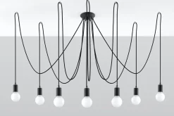 Hängelampen|Esszimmer Lampen*Sollux XXL Pendelleuchte Schwarz verstellbar bis 3 m E27