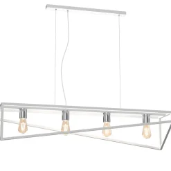 Luminex XXL Pendelleuchte Weiß Chrom E27 100 cm Industrial< Hängelampen|Bürolampen