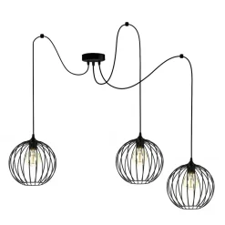 Hängelampen|Bürolampen*Belis XXL Spider Hängelampe Draht Metall 3-flammig L:400 cm