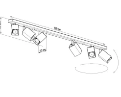 Sollux XXL Spot Strahler FALERIA Grau 120 cm lang 6x GU10< Wohnzimmerlampen|Moderne Lampen