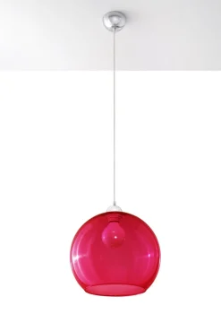 Sollux Zeitlose runde Pendelleuchte mit Glasschirm in Rot< Hängelampen|Esszimmer Lampen